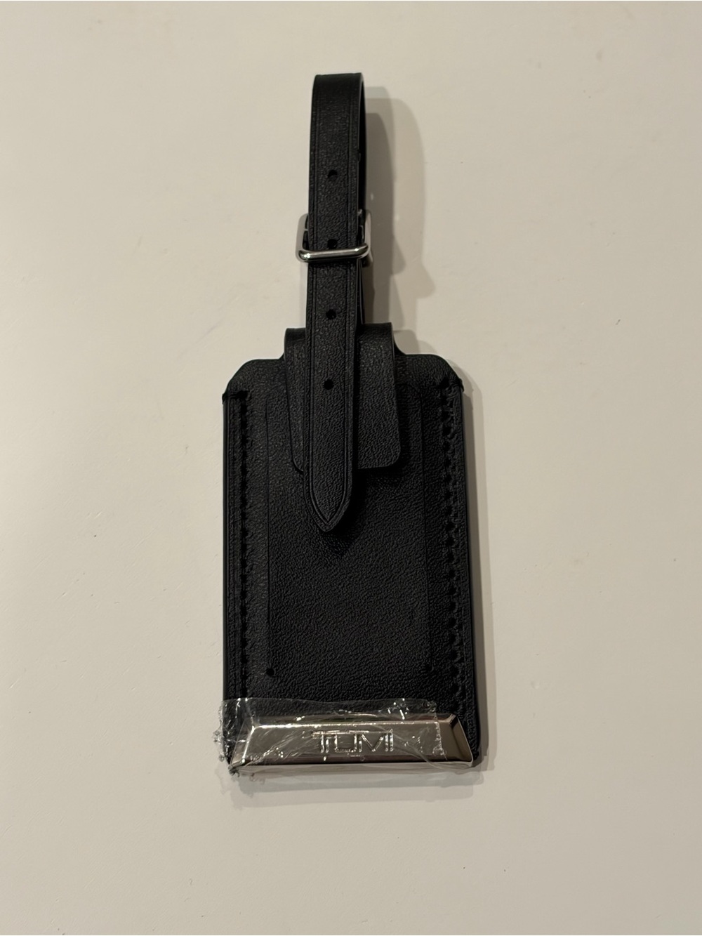 Tumi Black Leather Luggage & Backpack Tag